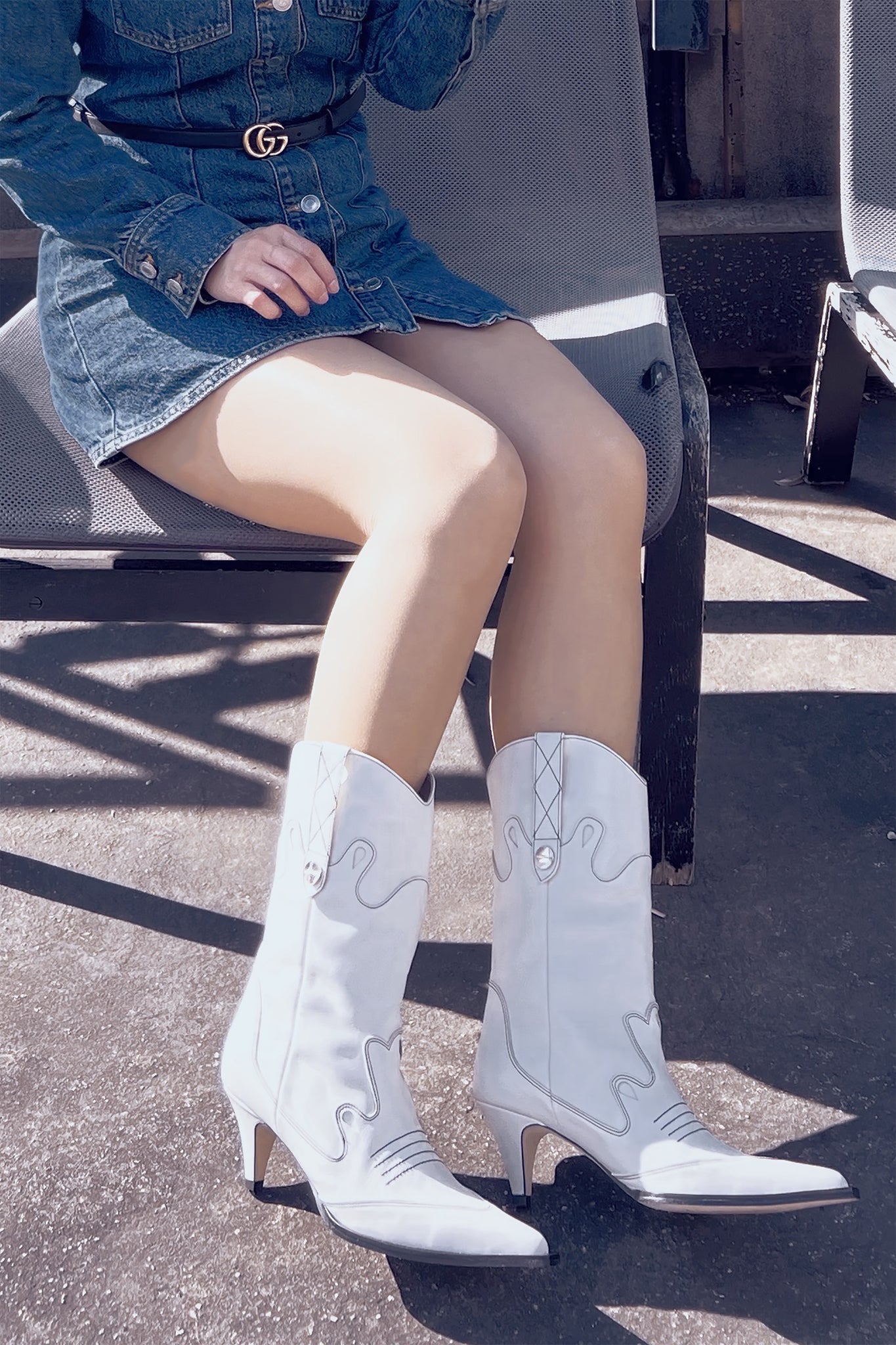 Rennes Cowboy Boots-Off White