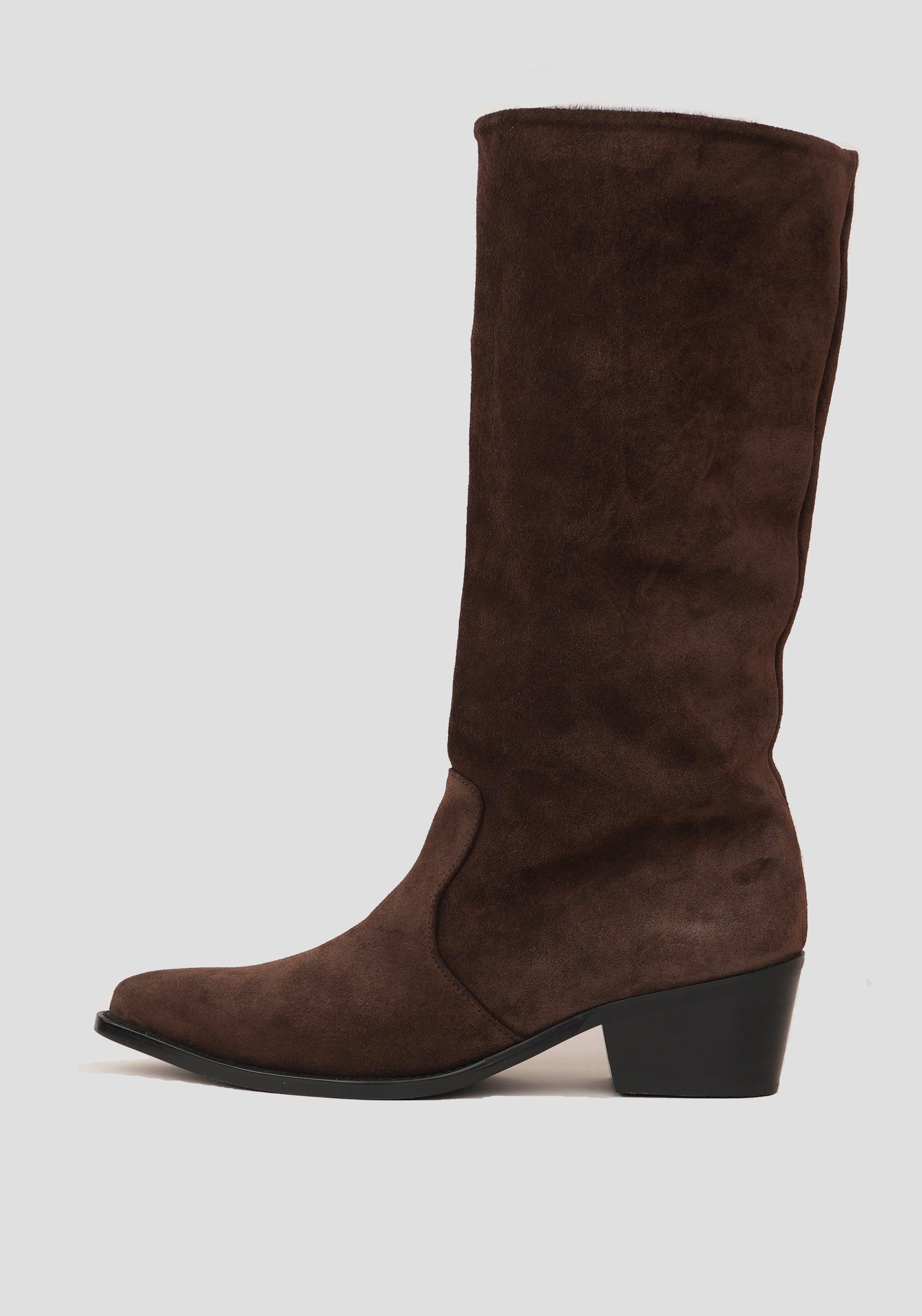 [Bruny] 부르니 클래식 초코 브라운 스웨이드 롱 부츠 (호피 안감 포인트)