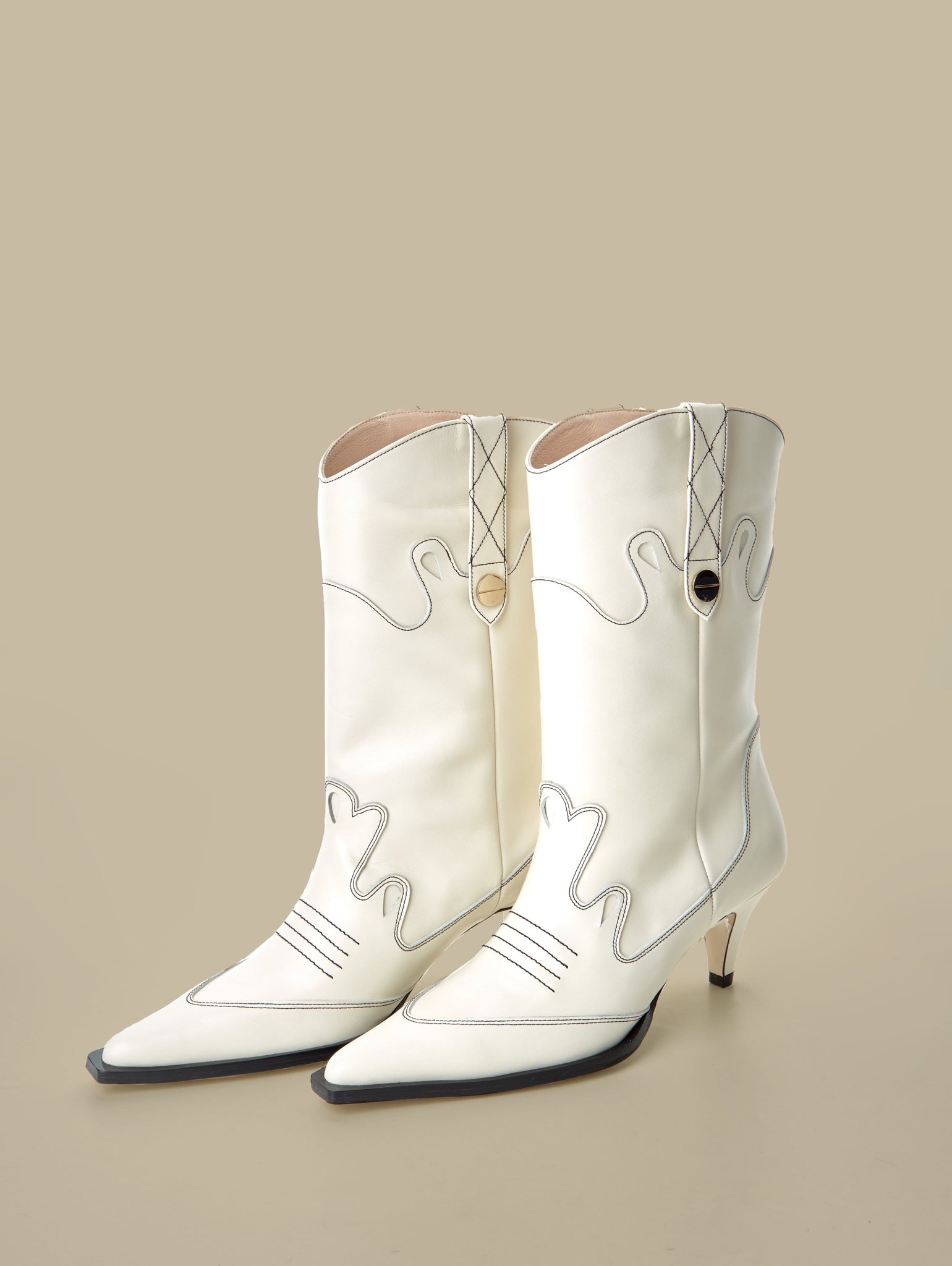 Rennes Cowboy Boots-Off White - Je la connais