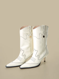 Rennes Cowboy Boots-Off White - Je la connais
